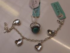 Silver bracelet together with silver ring