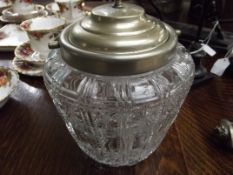 Cut crystal biscuit barrel