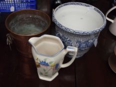 2 jardinieres and a water jug