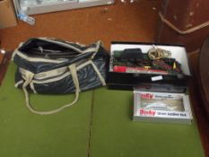 Boxed Dinky car and collection of Triang railways