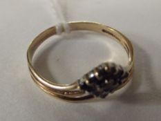 9 carat gold dress ring set with blue and white ge