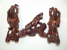 3 early carved Chinese figures