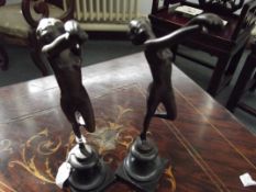 Pair of bronze art deco style figurines