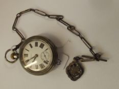 Waltham silver plated open face pocket watch with