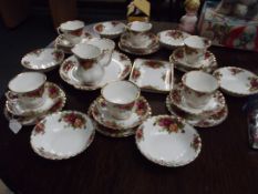 Royal Albert Country Rose pattern tea set for six