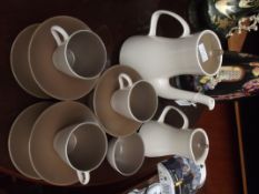 Cream and brown Poole pottery tea set