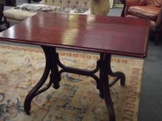 Pine top table on bentwood support