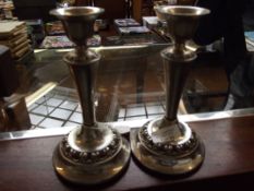 Pair of silver plated candlesticks