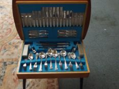 1960's Cantina cutlery complete on table stand, Qu