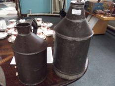 2 British rail vintage oil cans, tallest 40 cm