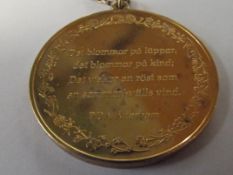 Interesting Swedish gilded silver pendant with quo