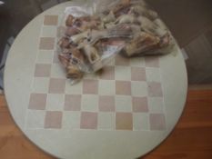 Circular chess board and chess pieces