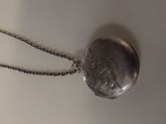 Silver photograph locket and silver chain with fol