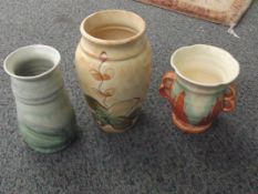 Beswick vase, Kensington vase and Crown Devon vase