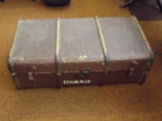 Vintage wooden bound travelling trunk