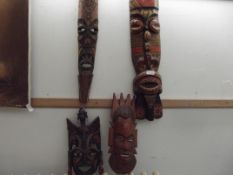 4 African wall masks