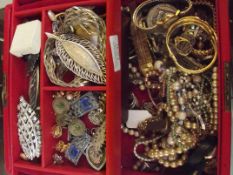 Box of vintage costume jewellery