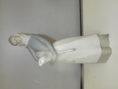 Lladro group, girl with lamb, matt finish