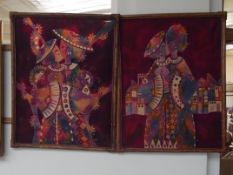2 framed oriental silks