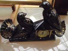 Ceramic clock with two doves