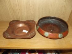 2 arts & craft copper bowls