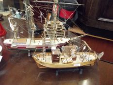 Three model sail ships