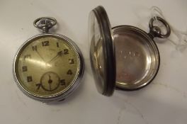 Alarm pocket watch together with a silver pocket w