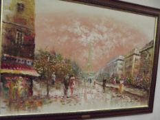 Framed oil on canvas, Parisian scene