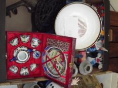 Assorted items to include a coffee grinder, a case