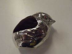 Silver chick pin cushion