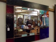 Leaded glass nautical style mirror