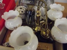 Various items to include a brass ceiling light