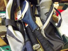 Various sporting equipment, some early, to include