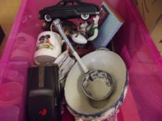 Various items to include two tin plate cars
