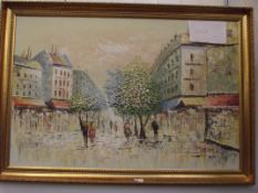 Framed oil on canvas, continental scene
