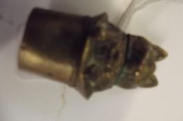 Brass Victorian vesta case in the form of a cat in