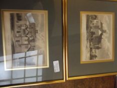 Pair of early prints, depicting Hall i' th' Wood