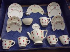 Hand painted retro tea set, boxed