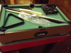 Small novelty table top pool table and accessorise