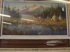 Native American print inset with mounted Native Am