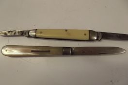 Silver bladed fruit knife with M.O.P handle togeth