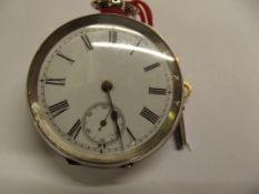 Silver open faced pocket watch with sub dial
