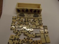 Miniature bone set of dominoes
