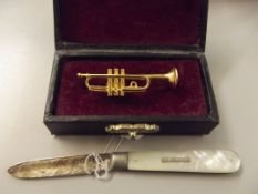 Silver and mother of pearl fruit knife together wi