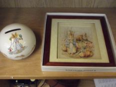 Beatrix Potter wall plaque together a money box