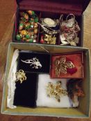Collection of vintage costume jewellery, two boxes