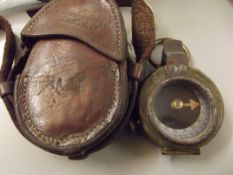 Great War military compass with leather case `Shaw