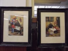 Pair of framed prints, signed Sheila Harwood Parry
