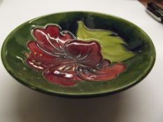 Moorcroft pin dish in the Hibiscus pattern