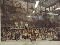 Early framed print, depicting boxing scene